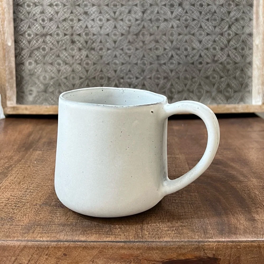 Crate & Barrel Mug Monogram R Artisan Handcrafted Stoneware Portugal
